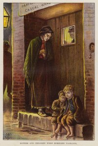 Hajléktalan anya és gyermekei a viktoriánus Nagy-Britanniában (chromolitho) alkotó: English School