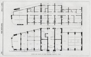 Szálloda és üzletek, a Holborn-viadukton (metszet) alkotó: English School