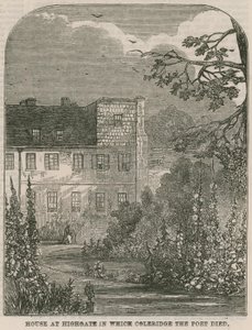 A londoni Highgate-i ház, amelyben Samuel Coleridge, a költő meghalt alkotó: English School