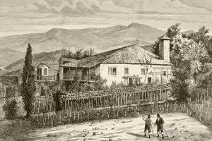 Ház Casdemiróban, Galicia, Spanyolország (litho) alkotó: English School