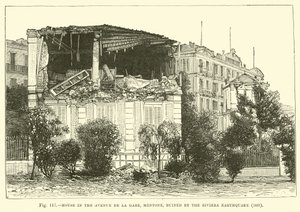Ház az Avenue de la Gare-n, Mentone, a Riviera földrengés tönkretette, 1887 alkotó: English School