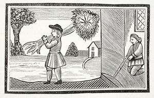 Hogyan vált ismertté Tom Hickathrift nagy ereje, illusztrációja a Chap-books of the Eighteenth Century-ből, John Ashton, pub. 1882 alkotó: English School