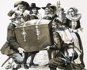 Hugo Grotius megszökik Loevateyn erődbörtönéből alkotó: English School