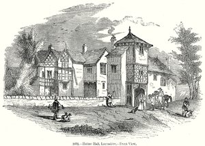 Hulme Hall, Laneashire. - Elülső nézet (metszet) alkotó: English School