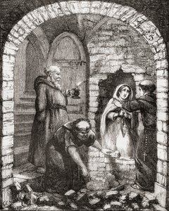 Illusztráció George Cruikshank nyomán a "Netley Abbey: A Legend of Hampshire"-hez, a "The Ingoldsby Legends or Mirth and Marvels"-ből, Thomas Ingoldsby 1865-ben megjelent. alkotó: English School