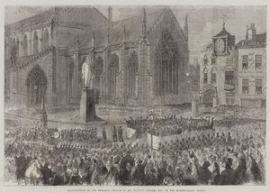 Herbert Ingram képviselő úr emlékszobrának felavatása a bostoni Market-Placen (metszet) alkotó: English School