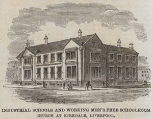 Ipari iskolák és dolgozó férfiak szabadiskolai temploma, Kirkdale, Liverpool (metszet) alkotó: English School