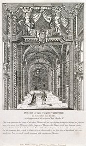 A londoni Dukes Színház belsejében, Richard Sawyer metszete, 1820 alkotó: English School