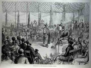 A bengáli Burdwan-i maharadzsa telepítése a The Illustrated London Newsból, 1882. január 21. alkotó: English School