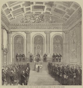 A walesi herceg beiktatása Edinburgh-ban, mint a skót szabadkőművesek védőszentje (metszet) alkotó: English School