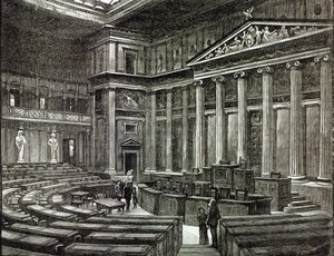 A bécsi parlamenti épületek belseje a „Szabadidő órából”, 1891 alkotó: English School