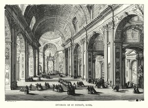 Szent Péter-templom belseje, Róma (metszet) alkotó: English School