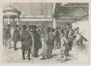 A Tattersalls aukciósház belső tere (metszet) alkotó: English School