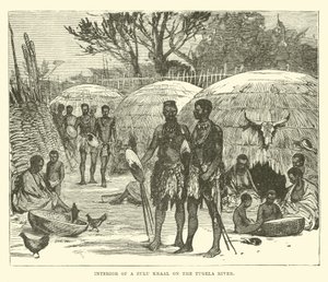 Egy Zulu Kraal belseje a Tugela folyón alkotó: English School