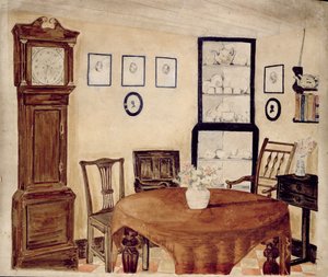 Egy régiségkereskedő házának belseje, 1870 körül (wc papíron) alkotó: English School