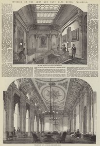 A hadsereg és a haditengerészet klubházának belseje, Pall-Mall (metszet) alkotó: English School