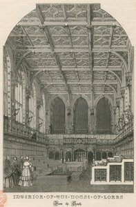 A Lordok Házának belseje, Westminster, London, délről alkotó: English School