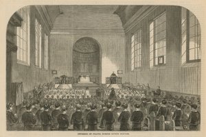 A kápolna belseje istentisztelet közben alkotó: English School
