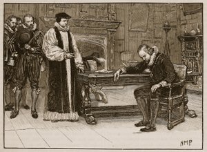 Interjú Bacon és a Lordok küldöttsége között, illusztráció a Cassells Illustrated History of Englandből (szépia fotó) alkotó: English School