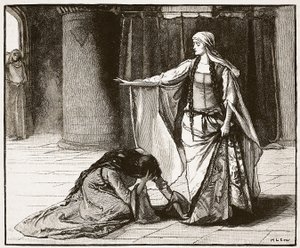 Interjú Matilda császárnő és Maud királynő között, illusztráció a Cassells Illustrated History of Englandből (szépia fotó) alkotó: English School