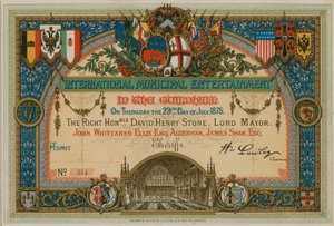 Meghívó a londoni Guildhall nemzetközi városi szórakoztatására 1875. július 29-én alkotó: English School