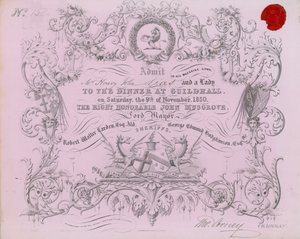 Meghívás egy bankettre a londoni Guildhallban, 1850. november 9-én alkotó: English School