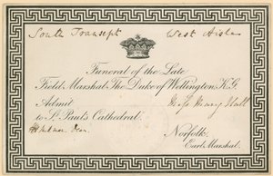 Meghívó Arthur Wellesley, Wellington hercegének temetésére a St Pauls Cathedralban alkotó: English School