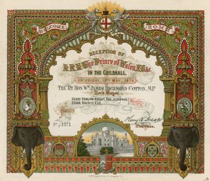 Meghívó a HRH The Prince of Wales fogadására a londoni Guildhallban, 1876. május 19-én alkotó: English School