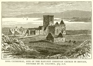 Iona-székesegyház, Nagy-Britannia legkorábbi keresztény egyházának helye, amelyet St. Columba alapított, i.sz. 563. alkotó: English School