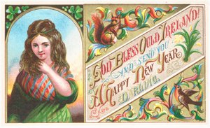 Mosolygó ír lány újévi kártya alkotó: English School