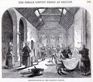 Vasaló a Brixtoni börtönben, Henry Mayhew (1812-87) és John Binny „A londoni bűnügyi börtönök és a börtönélet színterei” című filmből alkotó: English School