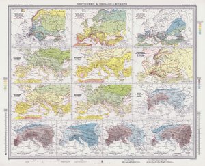 Izotermák és izobárok, Európa (színes litográfia) alkotó: English School