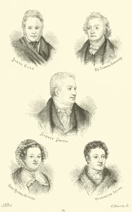 James Hogg, Dr. Thomas Chalmers, Sydney Smith, Mary Russell Mitford, Washington Irving alkotó: English School