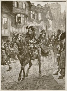 James belép Dublinba a Boyne-i csata után, illusztráció a Cassells Illustrated History of Englandből (szépia fotó) alkotó: English School