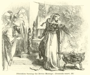 Jojakim égeti az isteni üzenetet, Jeremiás, xxxvi, 23 alkotó: English School