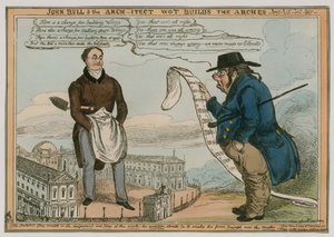 John Bull és az építész építi a boltíveket stb alkotó: English School