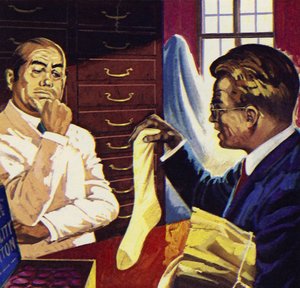 John Logie Baird feltalált egy pamut alsózoknit a láb szárazon tartására alkotó: English School