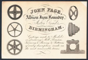 John Page, Albion Iron Foundry, kereskedelmi kártya alkotó: English School