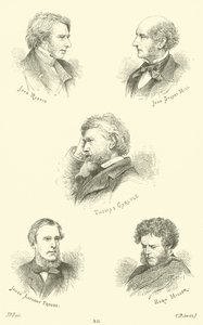 John Ruskin, John Stuart Mill, Thomas Carlyle, James Anthony Froude, Hugh Miller alkotó: English School