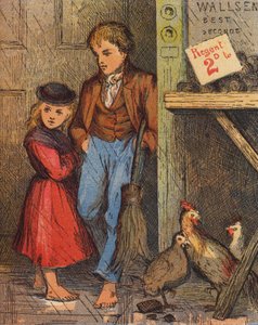 John és Nelly menedéket keresnek (színes litográfia) alkotó: English School