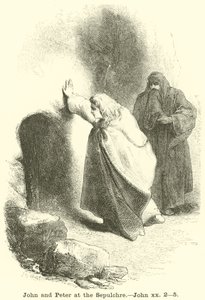 János és Péter a sírnál, János, xx, 2, 5 alkotó: English School