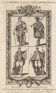 Julius Cesar, egy dán tábornok, Egbert és Ethelwolf, illusztráció az "Anglia királyainak portréi és ruhái..." című művéből, Edward Barnard alkotó: English School