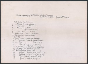 Kulcs egy fotóhoz egy csoport munkásról, akik beszédet mutattak be VII. Edward királynak a Victoria and Albert Múzeum megnyitóján (tinta papíron) alkotó: English School