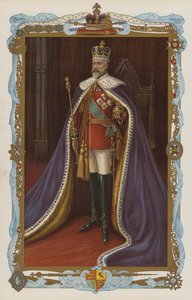 VII. Edward király koronázási palástban (színes litográfia) alkotó: English School