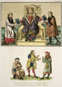 VIII. Henrik király (1491-1547) a Nagy Biblia homlokzatától állítólag Hans Holbein (14978-1543) illusztrációja A nép öltözködésének és szokásainak teljes nézetéből. alkotó: English School