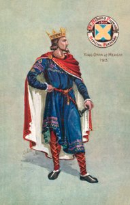 King Offa Of Mercia 793, Szent Albán díszbemutatója 1907 (színes litó) alkotó: English School
