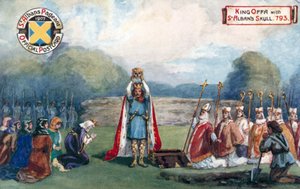 König Offa mit dem Schädel von St. Alban, 793