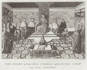 Richard király kitiltási ítéletet hoz Derby grófja és Earl Marshall ellen alkotó: English School