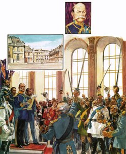 Vilmos porosz király bejelentette az egyesült Német Birodalom létrehozását a versailles-i palotában alkotó: English School