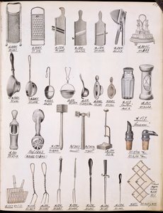 Konyhai eszközök, a hazai áruk és szerelvények kereskedelmi katalógusából, 1890-1910 alkotó: English School